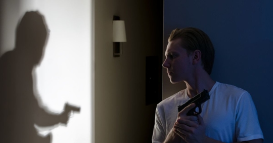 Man ready to defend himself